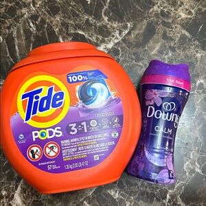 Tide Pods 3-in-1 Laundry Detergent 57 pods + downey calm 5 oz